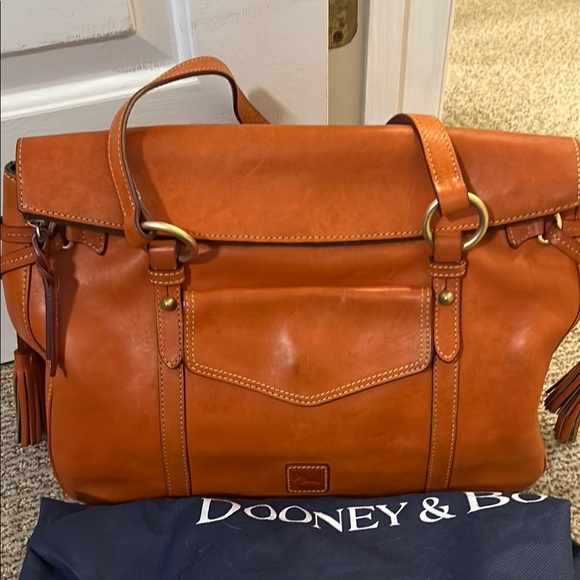 Dooney & Bourke Orange Leather Satchel - Picture 2 of 10